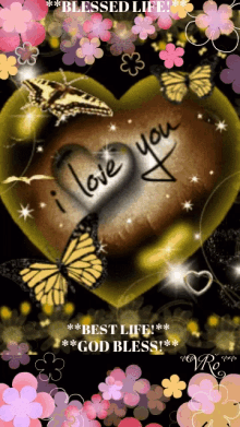 I Love You Gold Hearts GIF - I Love You Gold Hearts Butterflies GIFs