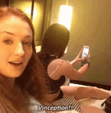 Maisie Williams And Sophie Turner Mophie GIF - Maisie Williams And Sophie Turner Mophie Vinception GIFs