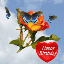 happy birthday birthday wishes 3d gifs artist orange rose butterflies