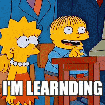 Gif if Ralph Wiggum telling Lisa Simpson that he's learnding [sic].