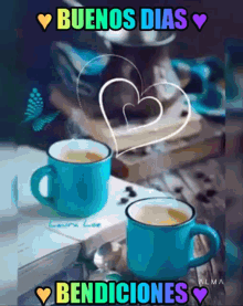 buenos dias tazas cafe mariposa corazon