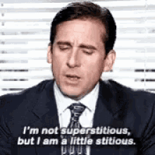 the office michael scott not superstitious stitious