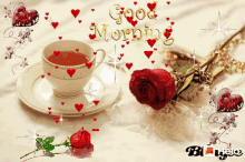 Good Morning Red Rose GIF - Good Morning Red Rose Hearts GIFs