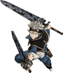 black clover asta smirk anime big sword