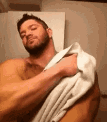 hairy chest towel shower time