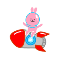 Pink Rabbit Sticker - Pink Rabbit Space Ship Stickers