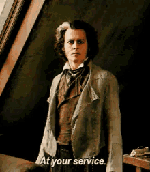 At Your Service. GIF - At Your Service Johnny Depp Sweeney Todd GIFs