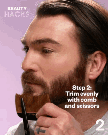 step2trim evenly with comb and scissors trimming beard trim evenly cut the beard trim beard