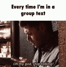 Group Text Stop Talking GIF - Group Text Stop Talking Dean Winchester GIFs