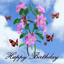 Happy Birthday Flowers Happy Birthday Butterflies GIF - Happy Birthday Flowers Happy Birthday Butterflies Clematis GIFs