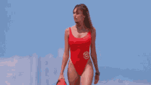 Baywatch Red Swimsuit GIF - Baywatch Red Swimsuit One Piece Swimsuit GIFs