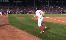boston red sox andrew benintendi wally the green monster high five red sox
