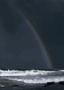 Rainbow Meets Ocean GIF - Rainbow Ocean Waves GIFs