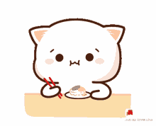 peach cat cute eating food meal