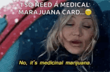 Cameron Diaz No Its Medicinal Marijuana GIF - Cameron Diaz No Its Medicinal Marijuana Marijuana Card GIFs