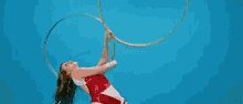 twirling gymnast hula hoop rings bend