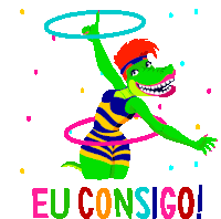Alligator Hula Hooping With One Finger Says I Can Do It In Portuguese Sticker - Hula Hooping Through Life Eu Consigo Beach Stickers
