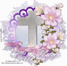 Happy Easter Cross GIF - Happy Easter Cross Sparkle Flowers GIFs