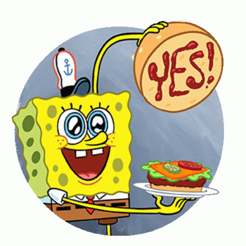 El GIF animado de Spongebob Yes Krabby Patty perfecto para tus conversacion...