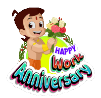 Happy Work Anniversary Chhota Bheem Sticker - Happy Work Anniversary Chhota Bheem Happy Completion Of One Year At Work Stickers