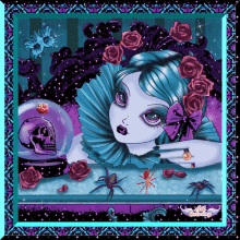 skulls and roses sparkle flowers spiders goth