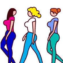 friends walking looking around curvy colorful friends walking looking around curvy colorful