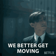We Better Get Moving Number Five GIF - We Better Get Moving Number Five Aidan Gallagher GIFs