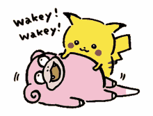 wakey wake up pikachu pokemon cute