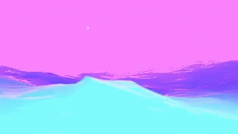 a gif of a bright blue wave of water on a pink background