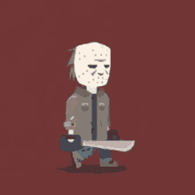 happy halloween jason voorhees walk away horror cartoon happy halloween jason voorhees walk away horror cartoon