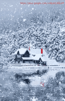 snow fall house lake snow fall house lake