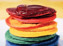 Rainbow Pancakes Pancake Day GIF - Rainbow Pancakes Pancake Day Mardi Gras Breakfast GIFs