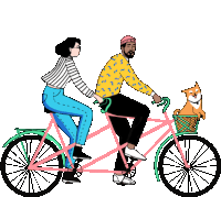 Couple Cycles With Dog Sticker - Milo And Dax Yorkie Bicycle Stickers