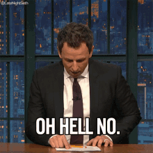 Oh Hell No. GIF - Seth Meyers Late Night Seth Late Night With Seth Meyers GIFs