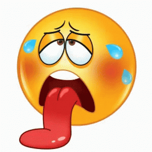 sick,exhausted,Tongue Out,sweating,sweat,So Hot,tired,emoji,gif,animated gi...