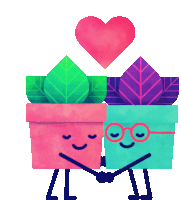 Two Plants Hugging With Heart Sticker - Greens Plants Partners Stickers