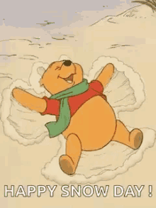 Happy Snow Day Winnie The Pooh GIF - Happy Snow Day Winnie The Pooh Snow Angel GIFs