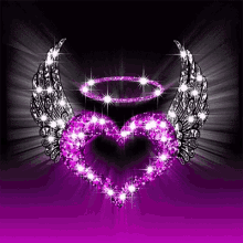 Te Quiero Mucho Purple Heart GIF - Te Quiero Mucho Purple Heart Angel Wings GIFs