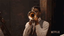 Playing Trumpet Leeve GIF - Playing Trumpet Leeve Chadwick Boseman GIFs