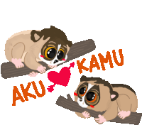 Laurence And His Love Say Aku Kamu In Indonesian Sticker - Tarsier In Love Staring Stickers
