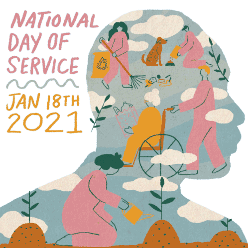 National Day Of Service Jan18th2021 Sticker - National Day Of Service Jan18th2021 January18 Stickers