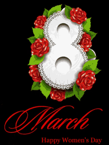 Happy Womens Day March8 GIF - Happy Womens Day March8 Red Roses GIFs