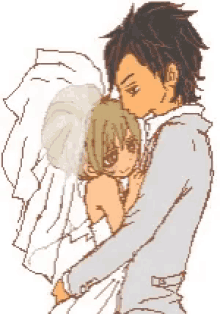 Bride And Groom Kiss On The Head GIF - Bride And Groom Kiss On The Head Anime GIFs