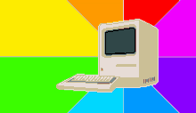 computer rainbow old computer flashing monitor