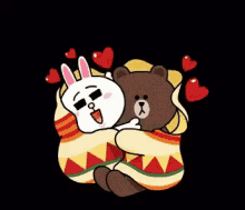 Cony Line Friends Cony And Brown GIF - Cony Line Friends Cony And Brown Heart GIFs