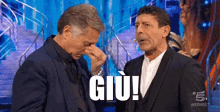 Giu Paolo Bonolis Luca Laurenti Ciao Darwin Capata Testata Basta GIF - Hate You Stop It Italian Tv Show GIFs