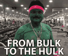the bulk the hulk cosplay from bulk to the hulk green man