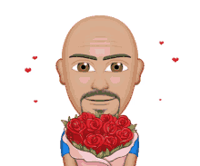 roses hearts for you suitor bald man
