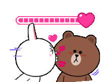 Brown And Cony Kisses Sticker - Brown And Cony Kisses Lots Of Love Stickers