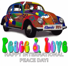 peace and love car happy international peace day classic70s